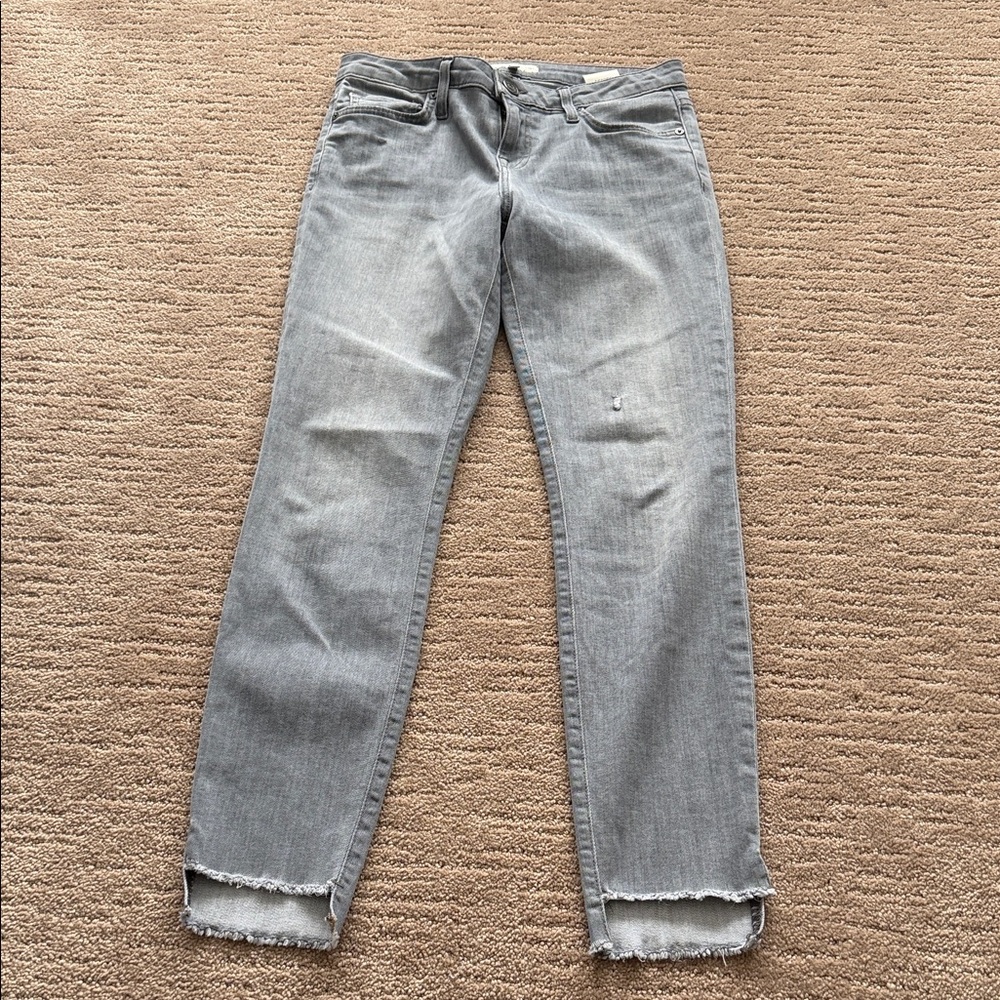 Joie Light Gray Raw Hem Midrise Ankle Skinny Jeans